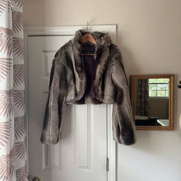 Baby Phat Jackets & Blazers - Baby Phat Gray Faux Fur Cropped Jacket